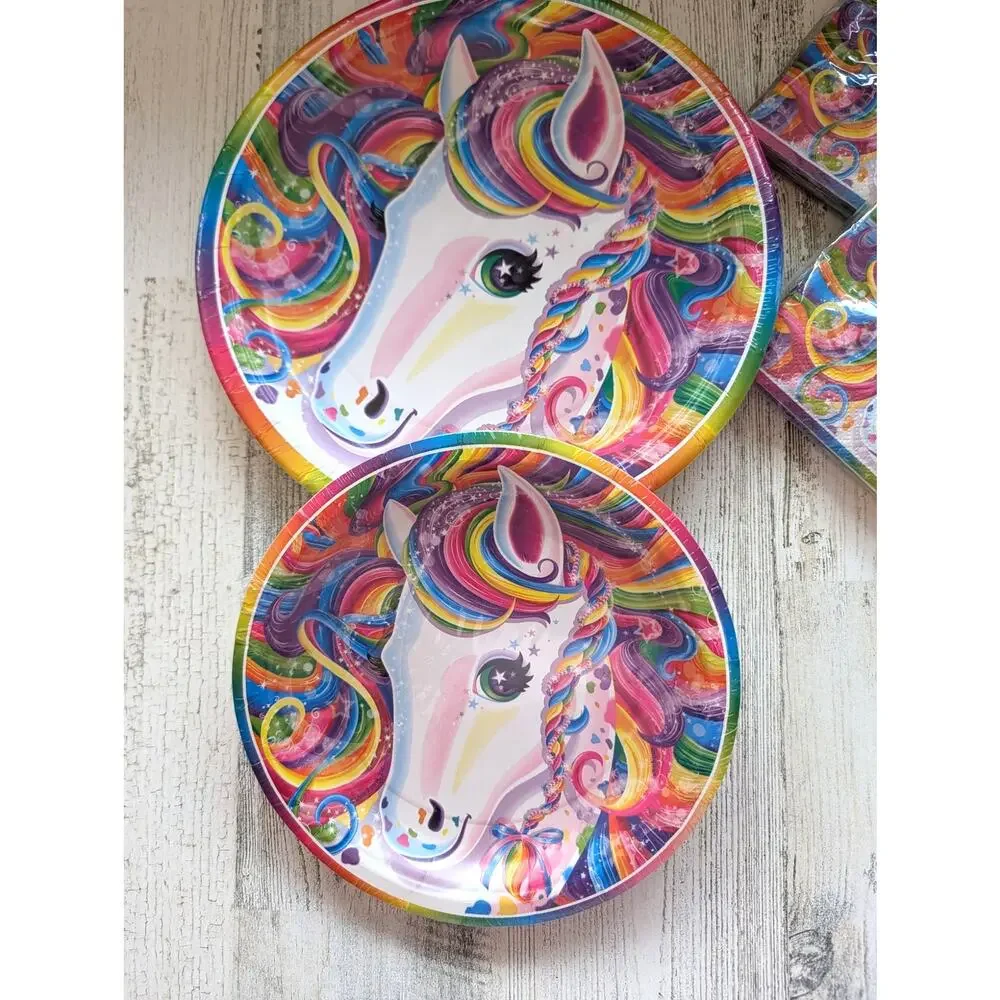Lisa Frank Rainbow Majesty Party Bundle Napkins Plates Invitations Y2K 90s NEW